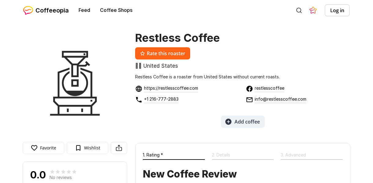 Restless Coffee on Coffeeopia